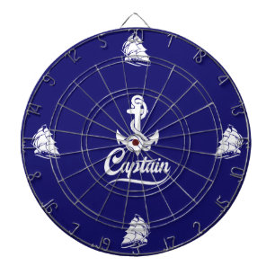Captain Sailboat Anchor Nautical Design Dartboard