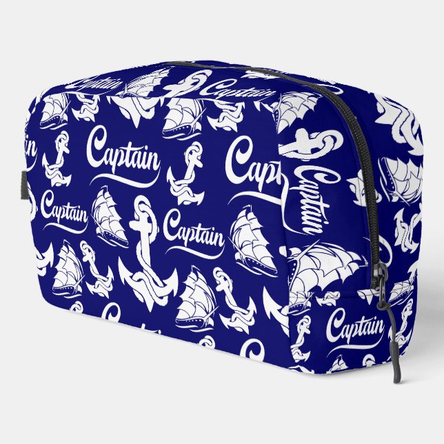 Captain Sailboat Anchor Nautical Design Dopp Kit (Right Corner)