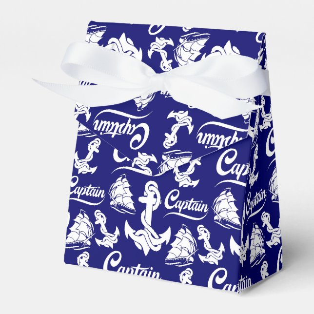 Captain Sailboat Anchor Nautical Design Favour Box (Front Side)