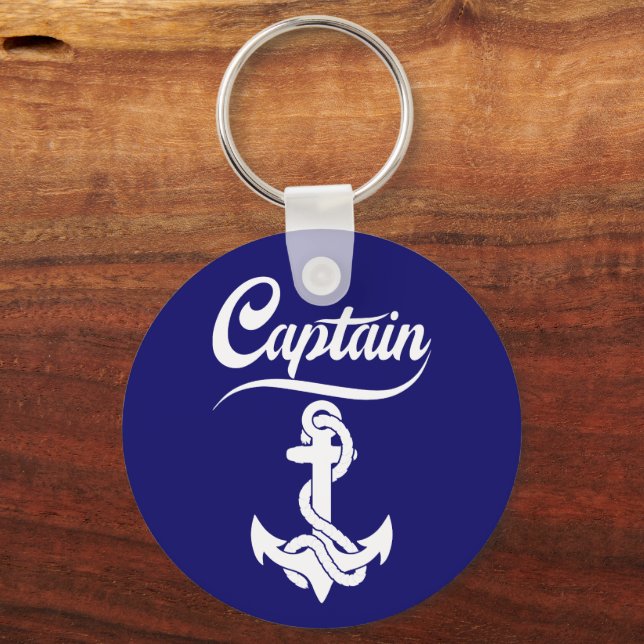 Captain Sailboat Anchor Nautical Design Key Ring (Front)