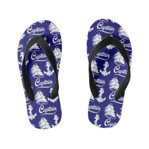 Captain Sailboat Anchor Nautical Design Kid's Flip Flops