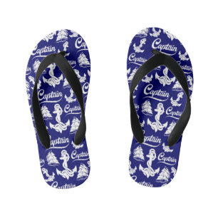 Captain Sailboat Anchor Nautical Design Kid's Flip Flops
