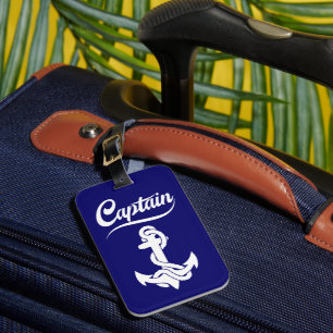 Captain Sailboat Anchor Nautical Design Luggage Tag