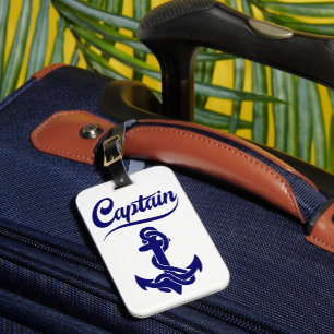 Captain Sailboat Anchor Nautical Design Luggage Tag