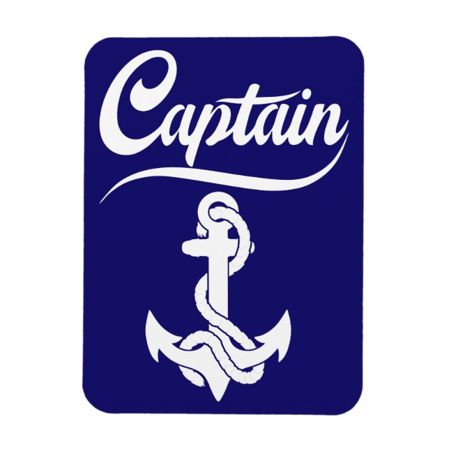 Captain Sailboat Anchor Nautical Design Magnet (Vertical)