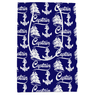 Captain Sailboat Anchor Nautical Design Medium Gift Bag