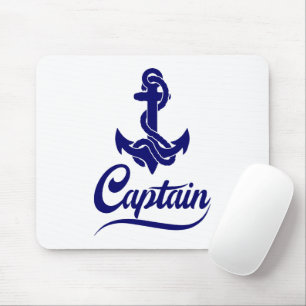 Captain Sailboat Anchor Nautical Design Mouse Mat