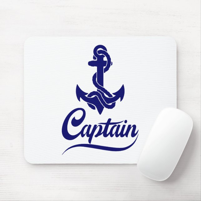 Captain Sailboat Anchor Nautical Design Mouse Mat (With Mouse)