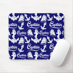 Captain Sailboat Anchor Nautical Design Mouse Mat