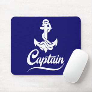 Captain Sailboat Anchor Nautical Design Mouse Mat