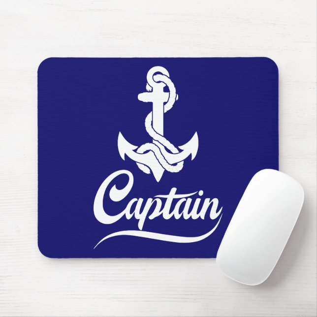 Captain Sailboat Anchor Nautical Design Mouse Mat (With Mouse)
