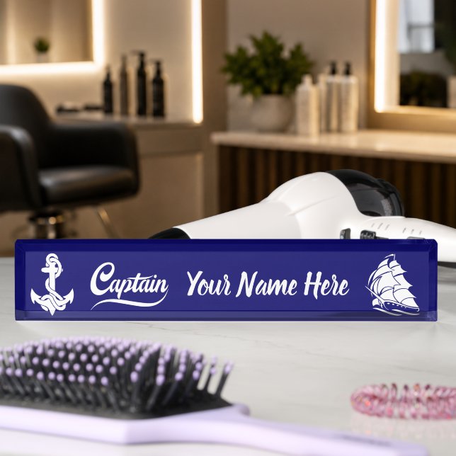Captain Sailboat Anchor Nautical Design Nameplate