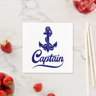 Captain Sailboat Anchor Nautical Design Napkin