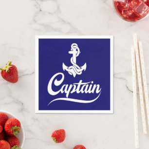 Captain Sailboat Anchor Nautical Design Napkin