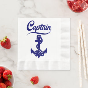 Captain Sailboat Anchor Nautical Design Napkin