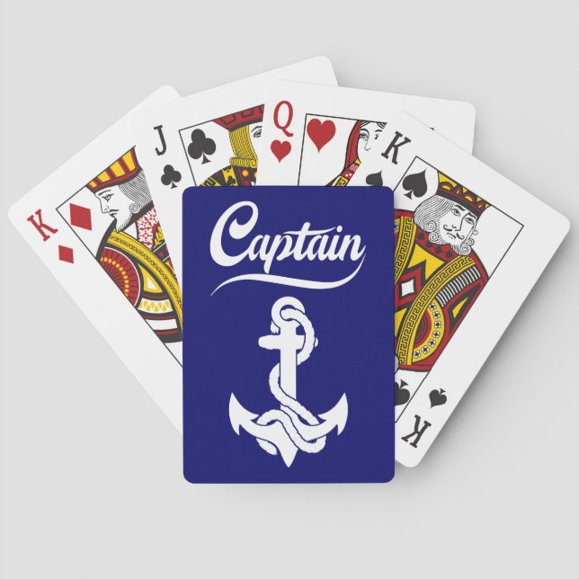 Captain Sailboat Anchor Nautical Design Playing Cards (Back)