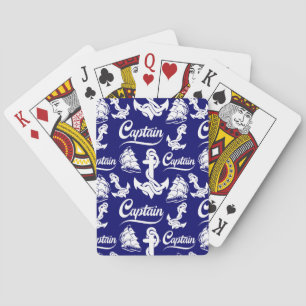 Captain Sailboat Anchor Nautical Design Playing Cards