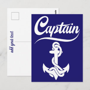 Captain Sailboat Anchor Nautical Design Postcard