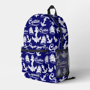 Captain Sailboat Anchor Nautical Design Printed Backpack