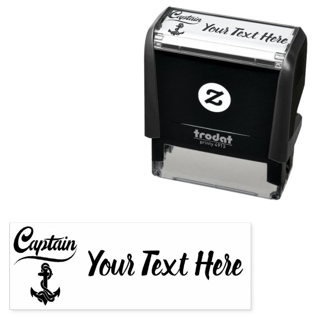 Captain Sailboat Anchor Nautical Design Self-inking Stamp (In Situ)