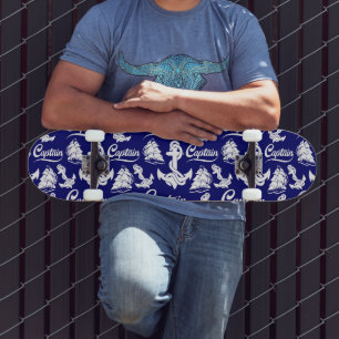 Captain Sailboat Anchor Nautical Design Skateboard