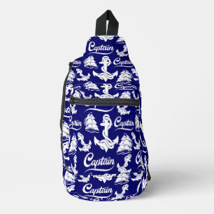 Captain Sailboat Anchor Nautical Design Sling Bag