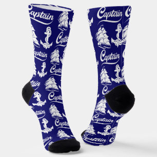 Captain Sailboat Anchor Nautical Design Socks