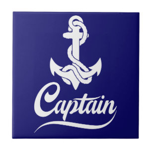 Captain Sailboat Anchor Nautical Design Tile