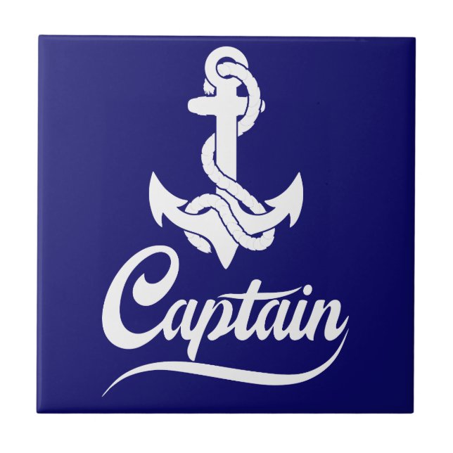 Captain Sailboat Anchor Nautical Design Tile (Front)