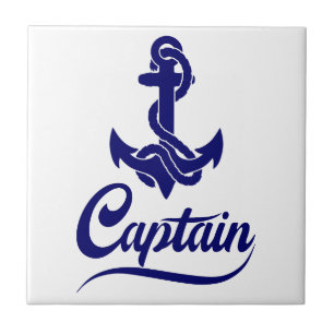 Captain Sailboat Anchor Nautical Design Tile