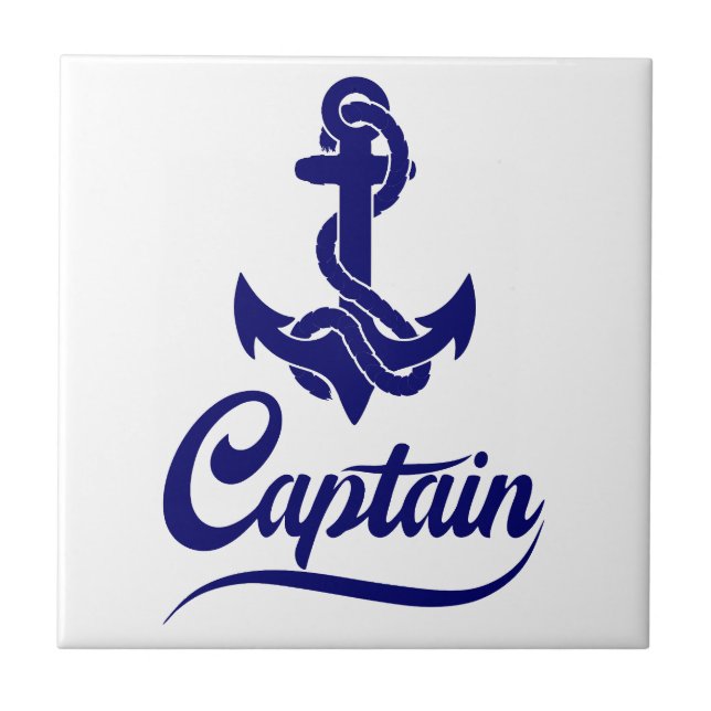 Captain Sailboat Anchor Nautical Design Tile (Front)