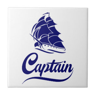 Captain Sailboat Anchor Nautical Design Tile