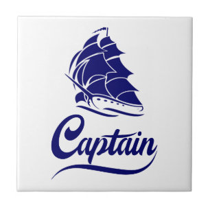 Captain Sailboat Anchor Nautical Design Tile