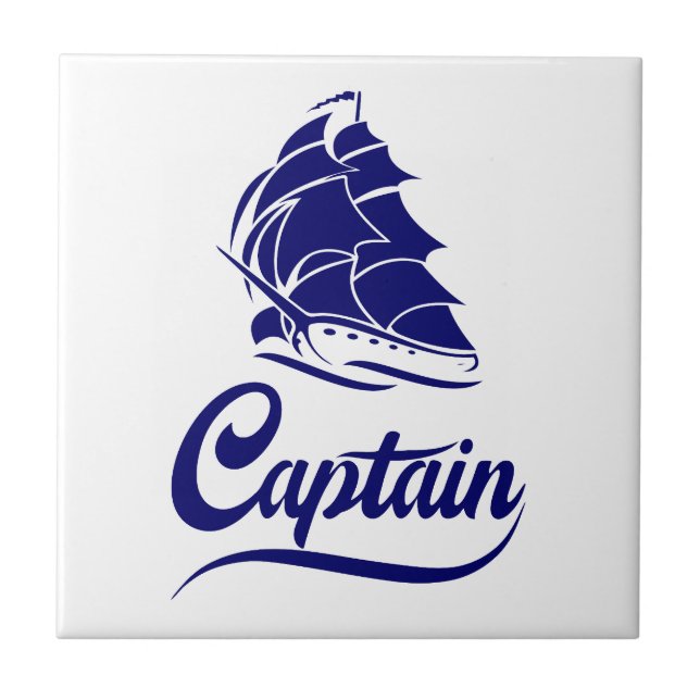 Captain Sailboat Anchor Nautical Design Tile (Front)