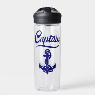 Captain Sailboat Anchor Nautical Design Water Bottle
