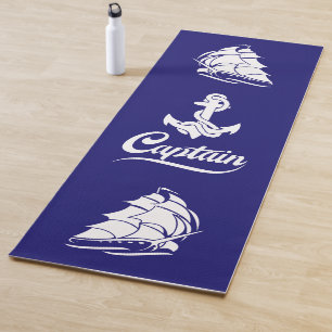 Captain Sailboat Anchor Nautical Design Yoga Mat