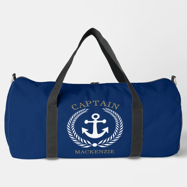 Captain Sailor Personalised Anchor  Duffle Bag (Front)