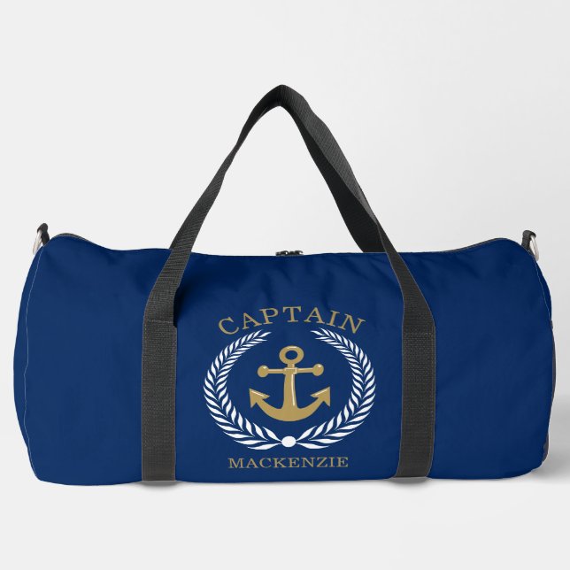 Captain Sailor Personalised Anchor  Duffle Bag (Front)