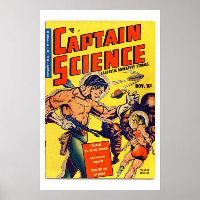 Captain Science Vintage Comic Book Cover Poster (Front)