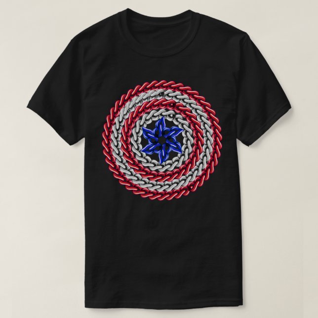 Captain Sheild Chain Design T-Shirt (Design Front)