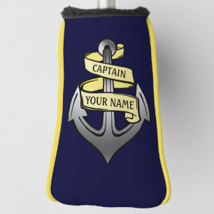 Captain Ship Boat Anchor   Personalised Name Golf Head Cover