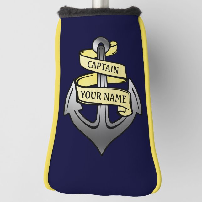 Captain Ship Boat Anchor | Personalised Name Golf Head Cover (Rotate 90)