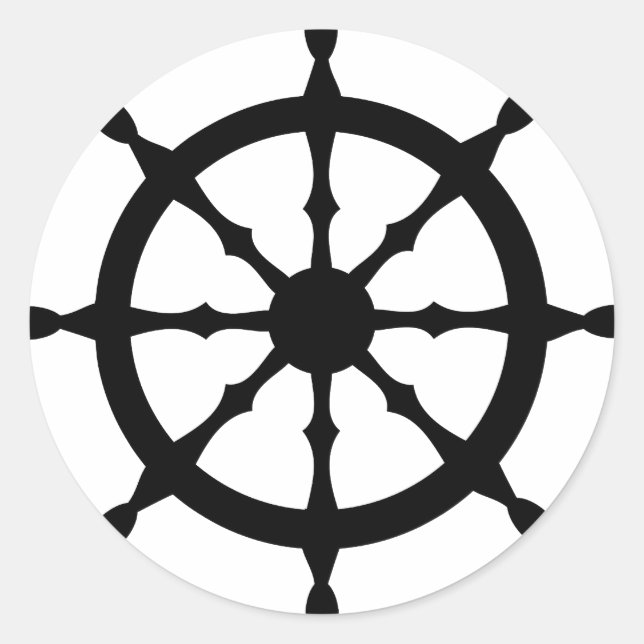 captain ship steering wheel classic round sticker (Front)