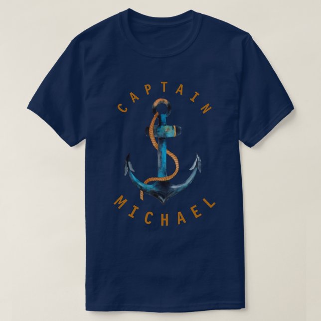 Captain Shirt Watercolor Anchor Personalised (Design Front)