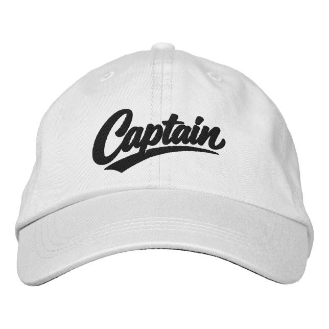 Captain Simple Bold Typography Style Embroidered Hat (Front)
