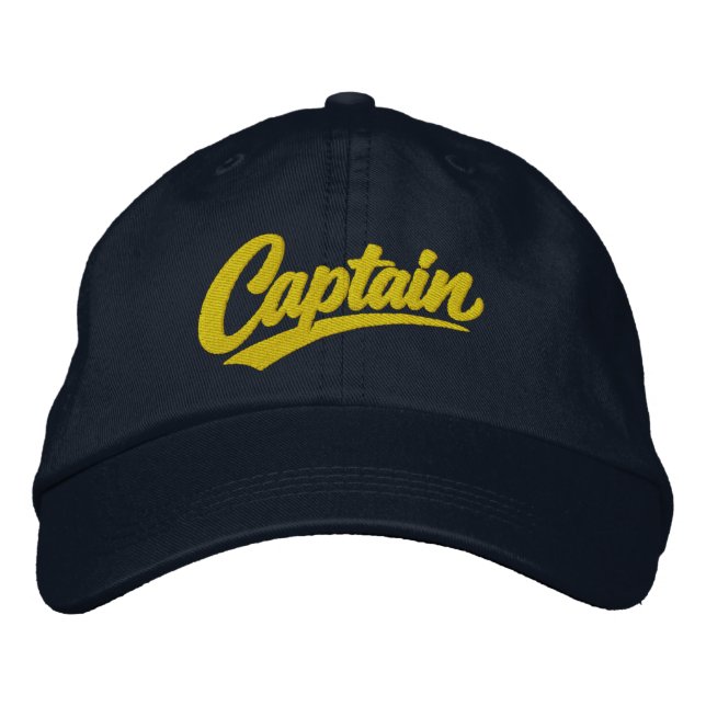 Captain Simple Bold Typography Style Embroidered Hat (Front)