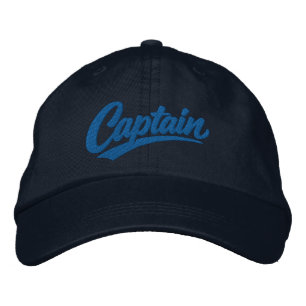 Captain Simple Bold Typography Style Embroidered Hat