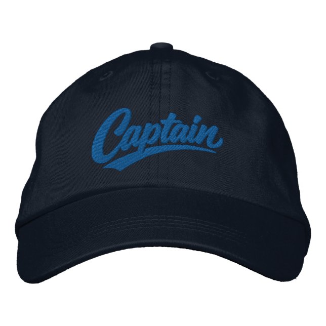 Captain Simple Bold Typography Style Embroidered Hat (Front)