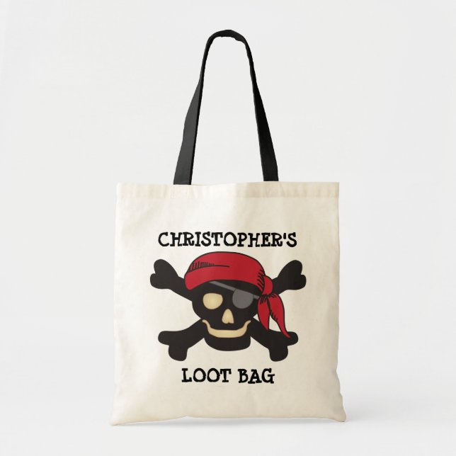 Captain Skull Pirate Loot Trick or Treat Bag (Front)