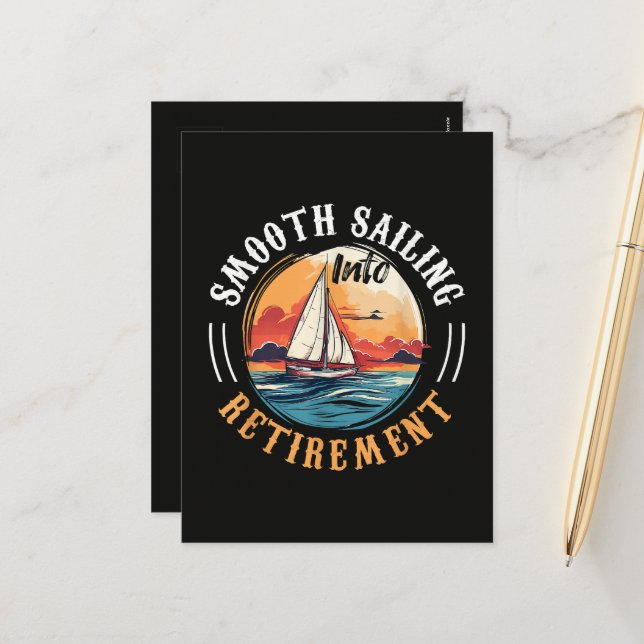 Captain Smooth Sailing into Retirement Holiday Postcard (Front/Back In Situ)